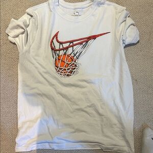 Nike White Tee with Red and Orange Graphic